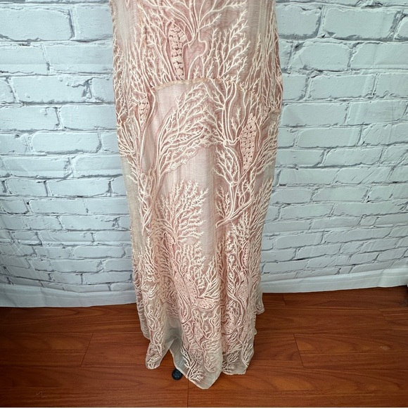 Sundance Silk Coral Embroidered Maxi Dress Gown Sz 10 Blush Pink Boho Wedding - Picture 6 of 11